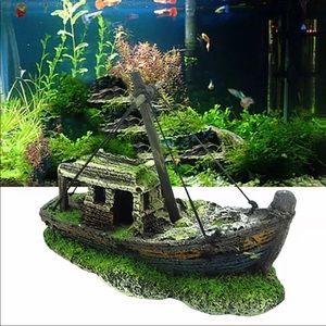 Aquarium Fish Tank Pirate Ship Wreck Ship Decor Resin Boat Accessorie Decoration